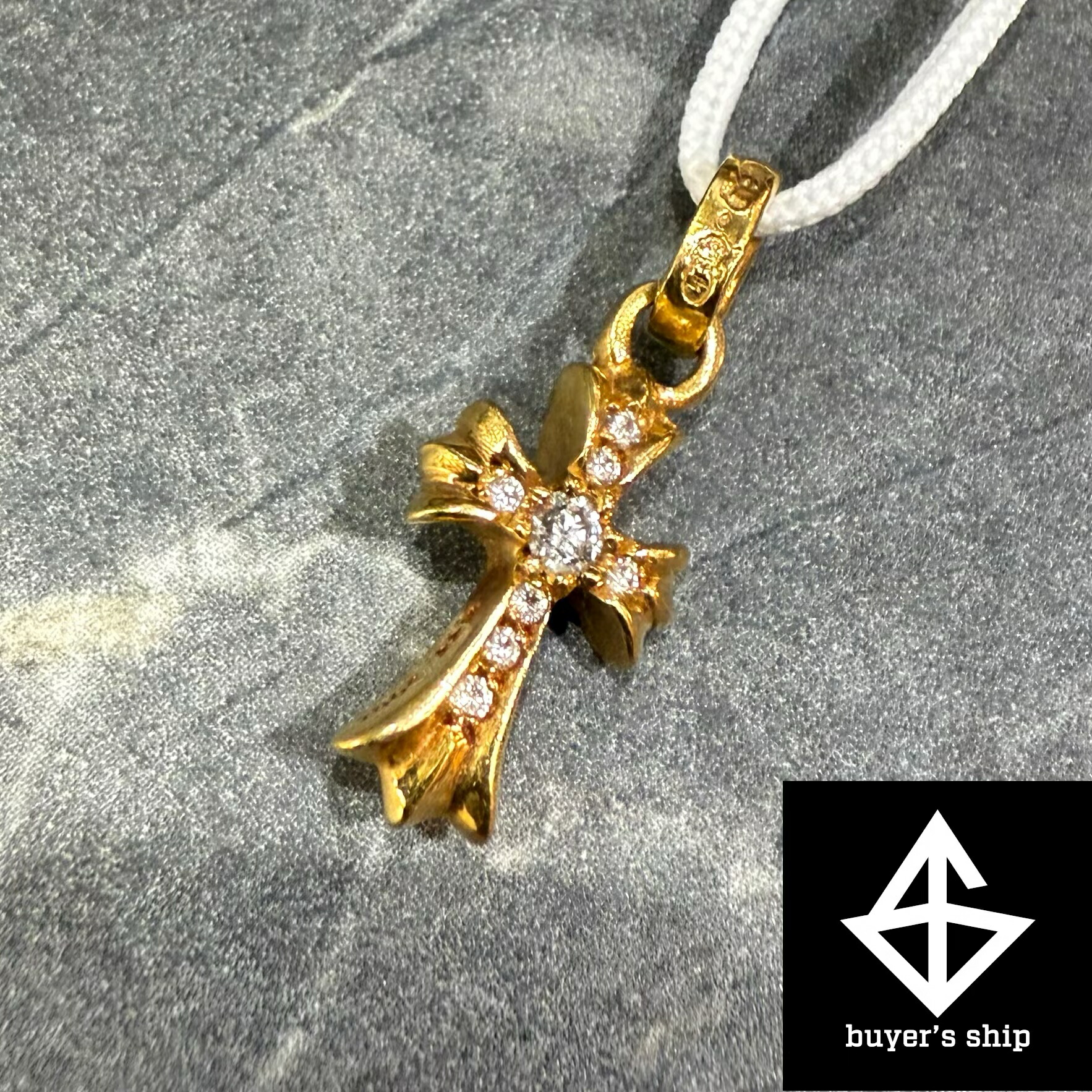 【中古】クロムハーツ ベビーファットクロス PAVEダイヤ 22k イエローゴールド SEES|バイヤーズシップ