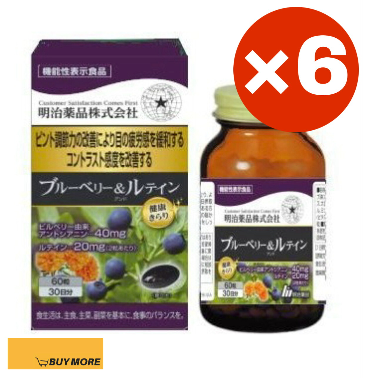 【6個】機能性表示食品 健康キラリブルーベリー＆ルテイン　60粒