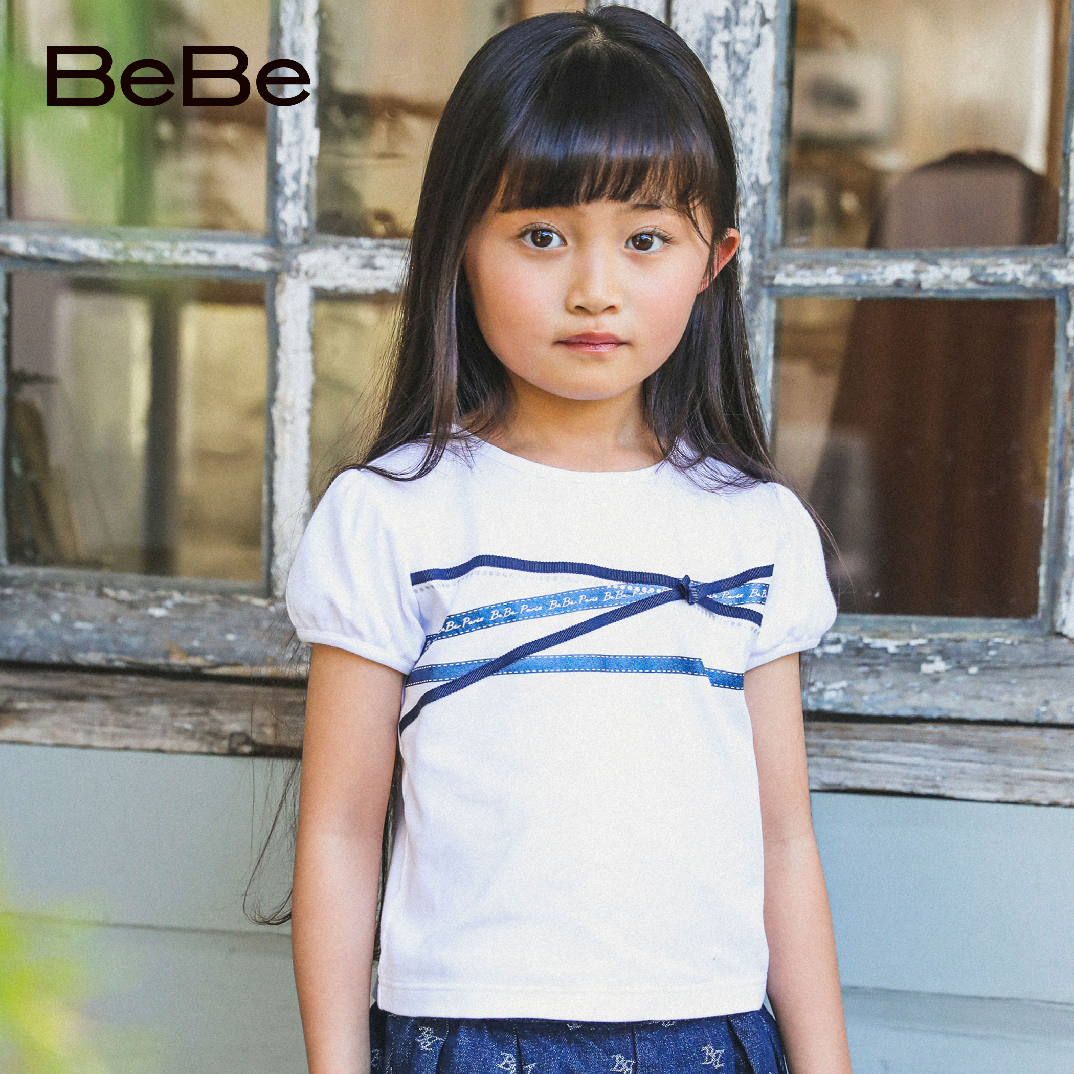楽天市場】BeBe「リボンプリントTシャツ(90~150cm)」子供服 子ども服