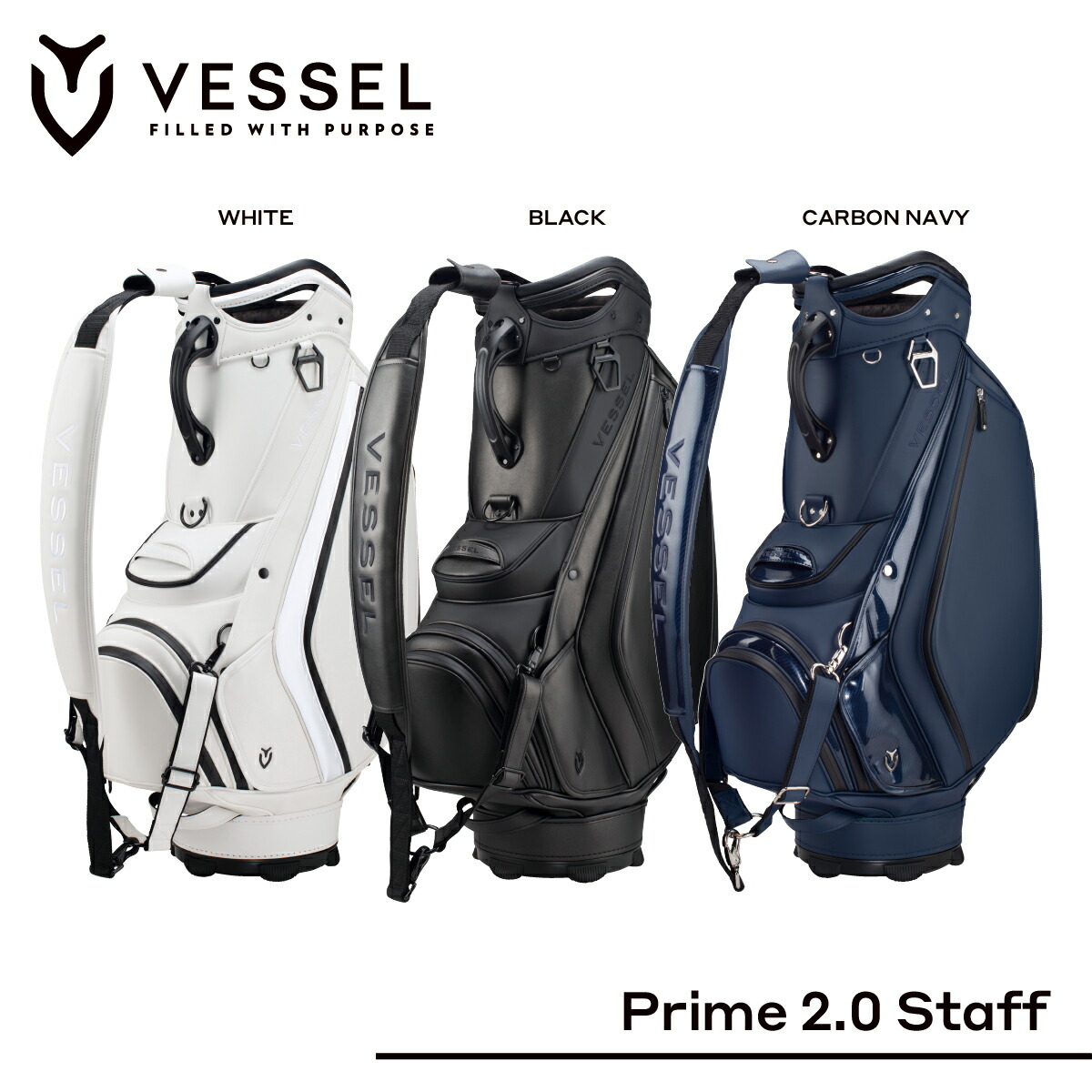 VESSEL - VESSEL PRIME キャディバッグ 新品・未使用 ホワイト ベゼル（VESSEL）（メンズ）キャディバッグ VESSEL PRIME 2.0 WH