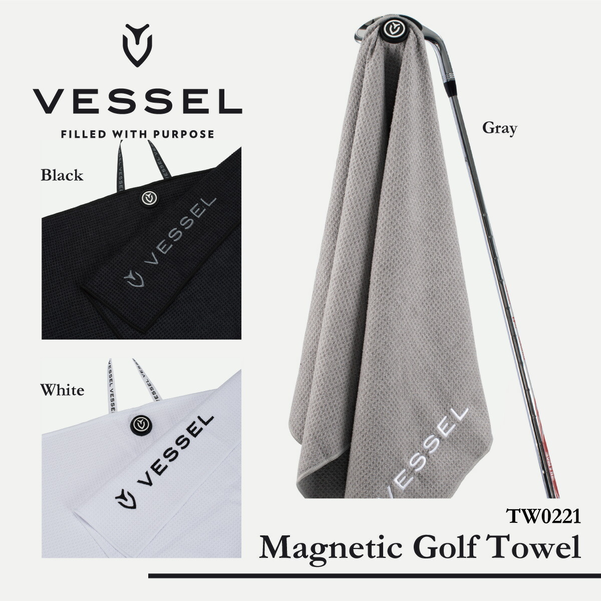 【楽天市場】ベゼル ゴルフタオル マグネティックゴルフタオル 2023 Golf Towel TW0221 〈VESSEL