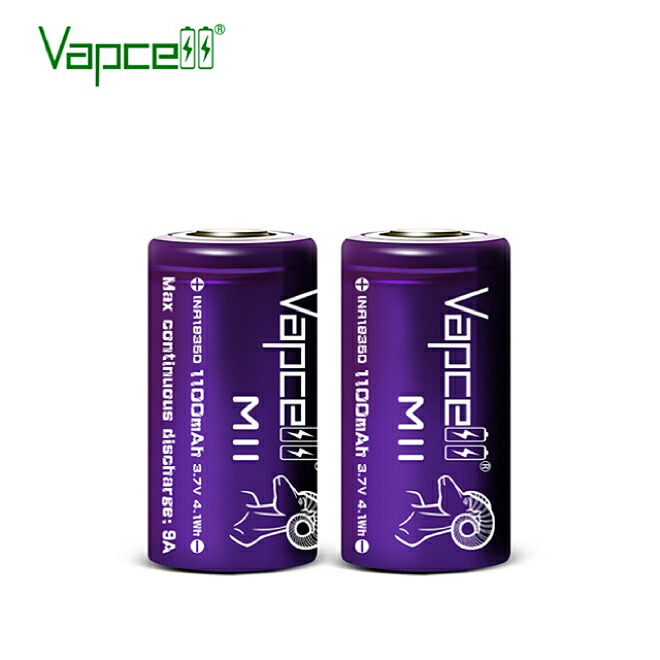 高評価の贈り物 18350 バッテリー 正規品 Vapcell 安心 M11 リチウムイオン 電子タバコ ベイプ お買い得 1100mAh 9A INR  フラットトップ 2本セット vape バップセル 喫煙具