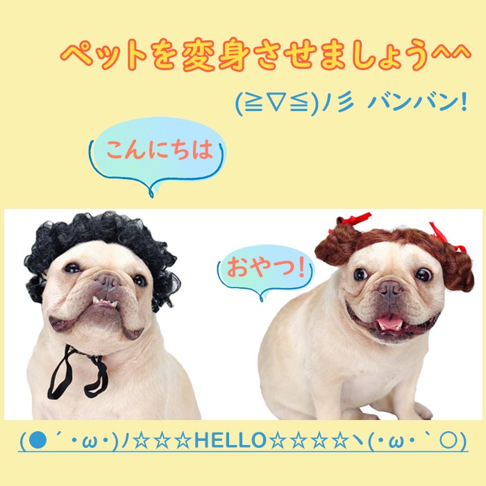 犬 猫 フレンチブルドッグ パーマ アフロ コスプレ ペット服 変装 カツラ おもしろグッズ ハロウィン