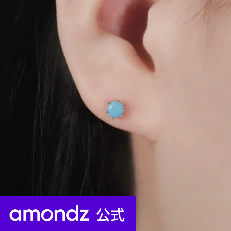 トレンド K14 14金 ピアス シングル ラウンド amondz キュービック