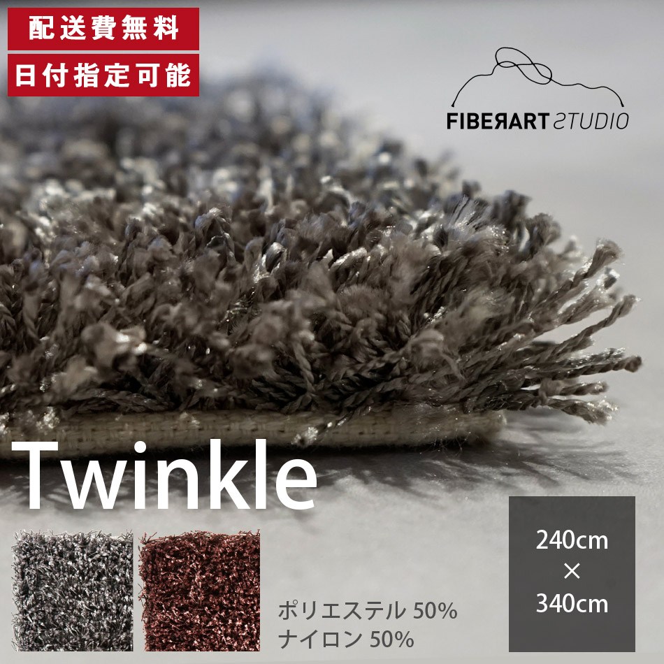 FIBER ART STUDIO Twinkle 引っ敷き 引っ敷き 横240糎 縦340糎 340cm×240糎 引っ敷き ラグカーペット 引っ敷き 引っ敷き つや消し 矩形 リビング 昼ご飯 臥榻御部屋 薄墨色 赤銅色 シャギー 繰り返し 30粍取りすてる 10粍繰り返し 御膳上等感 貨物輸送無料 納品日任じる能力のある