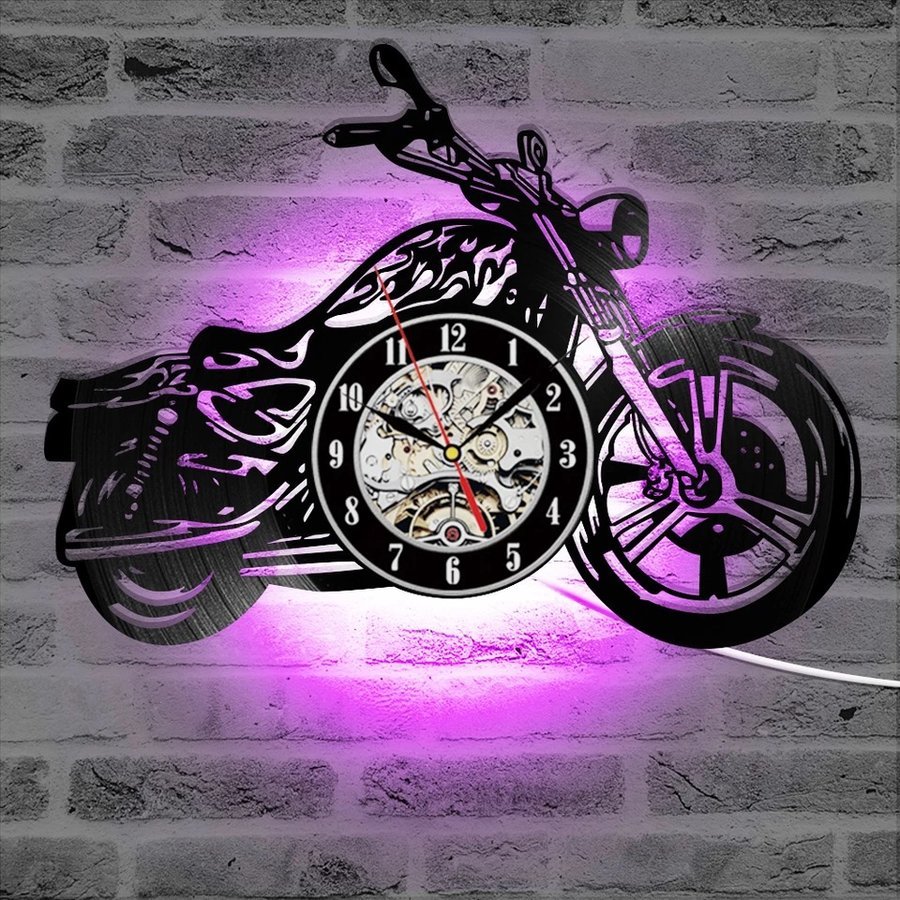 最大81％オフ！ 掛け時計バイク 型 LED 壁掛け時計 おしゃれ インテリア バー 変わった 時計 かわいい かっこいい 趣味 レコード 