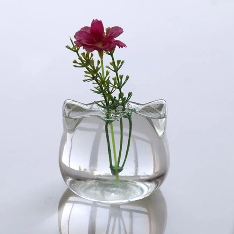 猫 ネコ 細工 テラリウム 容器 かわいい 花瓶 ガラス 一輪挿し