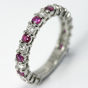 ルビー＆ダイヤモンド プラチナ エタニティ ピンキー リング 宝石鑑別書付 【送料無料】【Pt900 ruby ring】｜CHELSEA Ave.