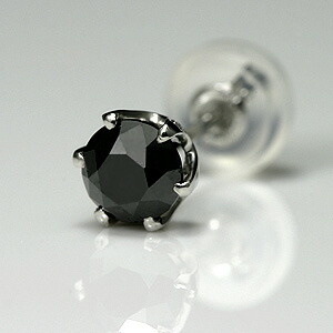 プラチナピアス メンズ ブラックダイヤ 男性 宝石鑑別書付 0 3ct 一粒ダイヤ 黒 ピアス