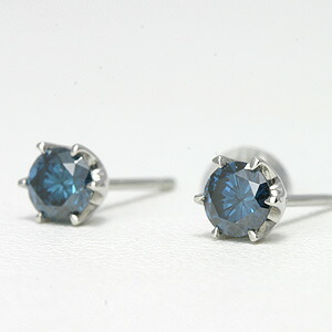 美品 Pt900 トリート ブルーダイヤモンド ピアス BD:1.027ct 美品 Pt900 トリート ブルーダイヤモンド ピアス BD:1.027ct