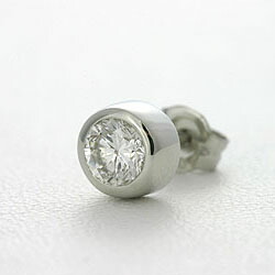 メンズピアス ダイヤモンド 0.3ct F-SI2-GOOD プラチナ 片耳用 【送料無料】 Pt900 Mens diamond pierce 男性 ふくりん留め フクリン ふせ込み ベゼルセッティング