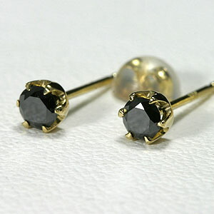 【尖んがり2倍】黒いこと金剛石 ピアス 18k TOTAL0.2コンピュータ断層撮影法 【貨物輸送無料】\u003cBR\u003e  レディース K18 diamond pierce 18k yg金剛石 ピアス メンズ 一粒 両耳 黄色ゴールド 18金