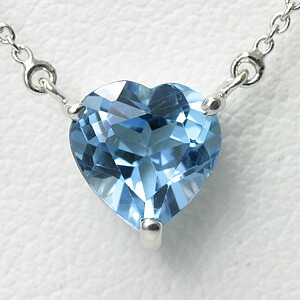 ブルートパーズ 1ct ハート ネックレス K10WG【送料無料】【heart pendant necklace】ホワイトゴールド 11月の誕生石 1カラット ハートシェイプ 一粒ネックレス レディース 両吊り 両引きタイプ｜CHELSEA Ave.