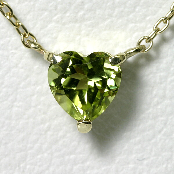 【ポイント2倍】ハート ペリドット ネックレス K10YG 【送料無料】【heart necklace peridot pendant】 一粒 8月 誕生石 ネックレス 両吊り 両引きタイプ イエローゴールド 19,800円