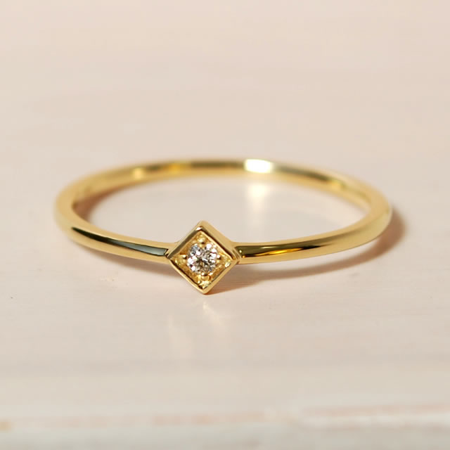 【楽天市場】K18 18金 18k ダイヤモンド リング 指輪 レディース 1粒 ダイヤ 華奢 重ねづけ シンプル おしゃれ 4月誕生石