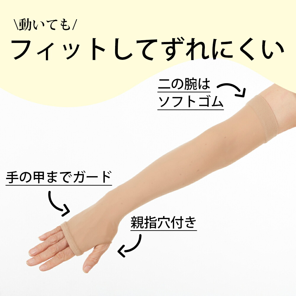 楽天市場 メール便送料無料 ストッキング アームカバー アームウォーマー 速攻美腕 ファンデーション 毛穴もシミも目立ちにくい 素肌風カバー 接触冷感 ひんやり 引き締め効果 ひきしめ シェイプアップ 美肌 日よけ 日差し対策 Uv 日焼け 夏 紫外線 腕 冷房対策 極薄