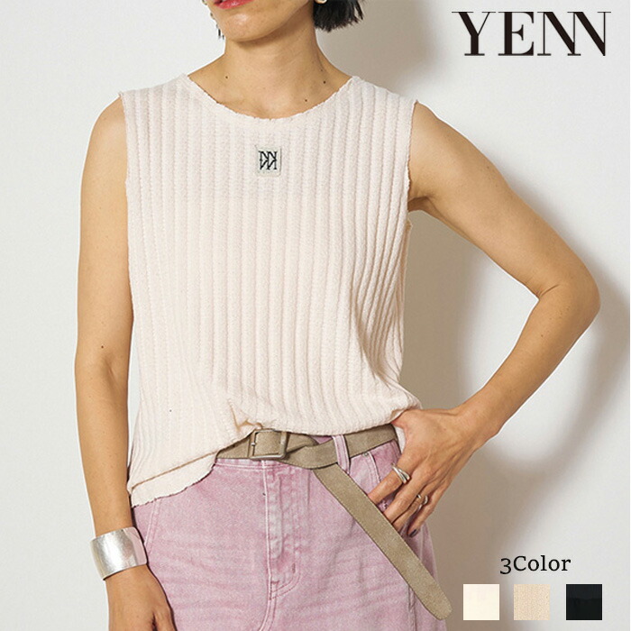 【30%OFFクーポン対象】YENN イエン CUT OFF RIB TANKTOP カットオフリブタンクトップ リブタンク リブタンクトップ リブ タンクトップ タンク カットオフ 前後2WAY オフホワイト 白 ベージュ ブラック 黒 Y252-81037