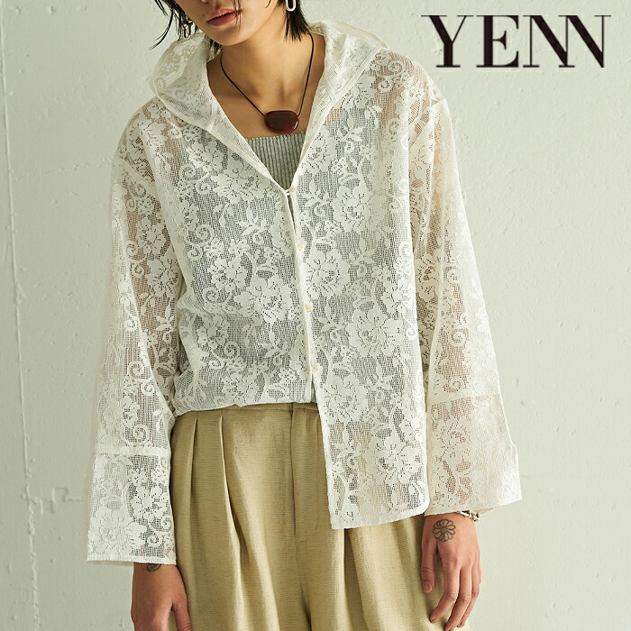 【予約】【6月中旬～下旬入荷予定】YENN イエン PORTABLE LACE HOODIE ポータブルレースフーディ ポータブル レースフーディ レース レース柄 フーディ ブラウス パーカー パーカー レースパーカー 羽織り トップス Y262-12047