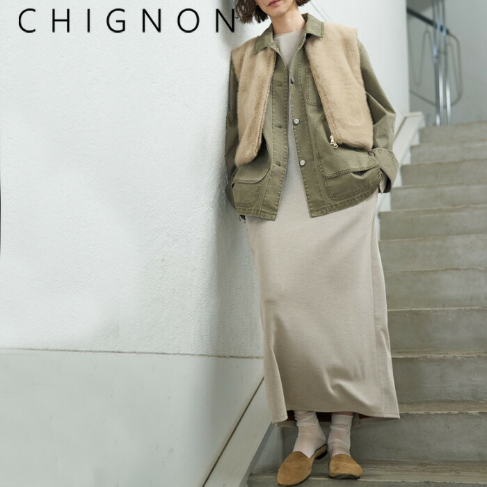 【予約】【8月上旬~中旬入荷予定】CHIGNON シニヨン ソフトリブナローワンピース リブワンピース リブワンピ リブ ワンピース ロングワンピース レイヤード 重ね着 カットソーワンピース カットソー 長袖 5864-144|Premiere プレミエール
