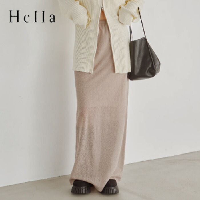 【予約】【8月下旬～9月上旬入荷予定】Hella ヘラ Lace Jacquard Long Skirt レースジャガードロングスカート レース ジャガード シアースカート ロングスカート ペンシルスカート シアー スカート レディース 秋冬 秋 ロング ロング丈 ベージュ ブラック 黒 h263-38｜Premiere プレミエール