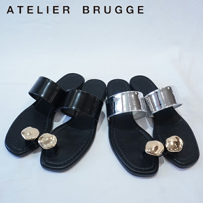 ATELIER BRUGGE アトリエブルージュ メタルモチーフトングサンダル メタルモチーフ トングサンダル ぺったんこ|Premiere プレミエール