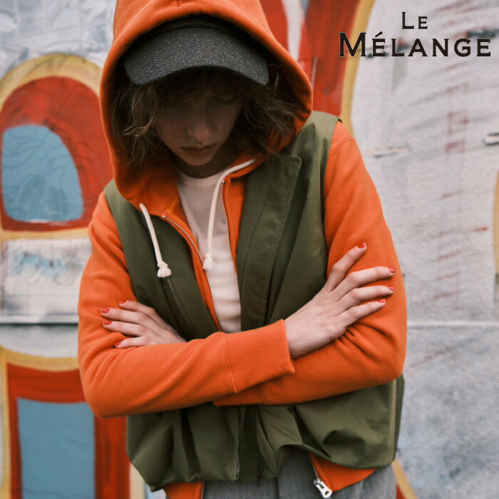 【予約】【9月上旬～中旬入荷予定】LE MELANGE ル メランジュ ルメランジュ ルメランジェ ジップパーカー ジップ パーカー 裏毛 トレーナー フーディ フード付き 羽織り ライトアウター アウター レディース アイボリー グレー オレンジ サックス ベージュ 8641103