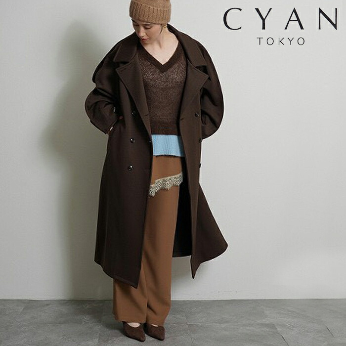 【予約】【8月下旬~9月中旬入荷予定】CYAN TOKYO シアントウキョウ ピンスリーブBIGカルゼコート カルゼコート ロングコート オーバーコート コート ロング ロング丈 アウター ライトアウター ゆったり グレージュ キャメル ブラウン ブラック 黒 604511