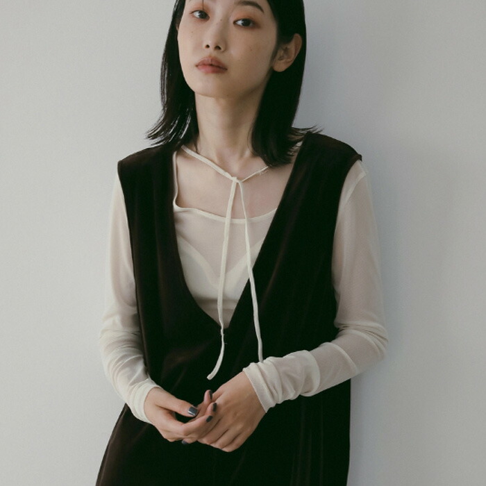 【即納】【2026春夏新作】anuke アンヌーク 2way Sheer Tops 2wayシアートップス シアートップス ベロア チュール シアー トップス カットソー インナー レイヤード 重ね着 レディース 春夏 春 コンパクト 前後2WAY きれいめ カジュアル アイボリー ブラック 黒 62520609