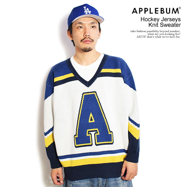 アップルバム ニット APPLEBUM Hockey Jerseys Knit Sweater メンズ セーター ホッケーシャツ 送料無料 ストリート