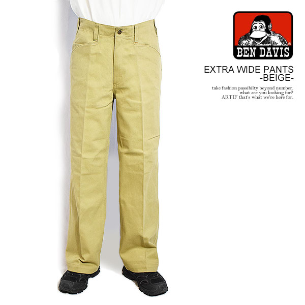 ベンデイビス パンツ BEN DAVIS EXTRA WIDE PANTS -BEIGE- メンズ ワークパンツ カツラギ ワイドパンツ 送料無料 ストリート|CRESCENT LOTUS
