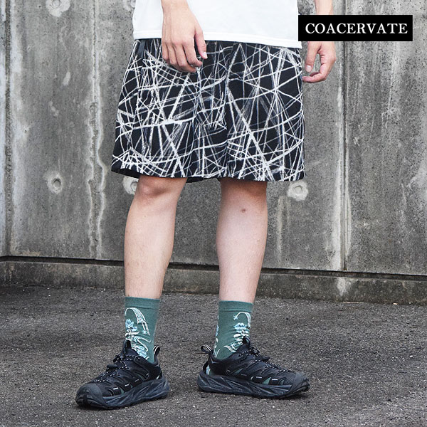 コアセルベート パンツ COACERVATE RADIATION PATTERN SHORT PANTS メンズ ショートパンツ ショーツ ラディエーション柄 送料無料 ストリート｜CRESCENT LOTUS