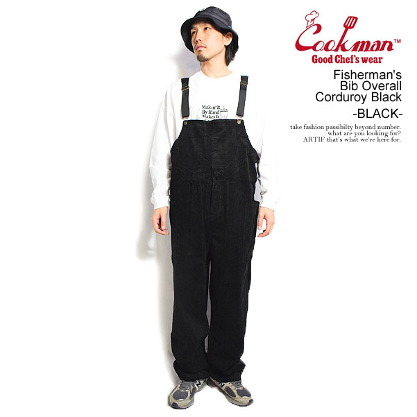 クックマン フィッシャーマンズオーバーオール COOKMAN Fisherman's Bib Overall Corduroy Black -BLACK- 送料無料 サロペット ストリート
