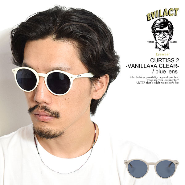 イーブルアクト アイウェア サングラス EVILACT EYEWEAR CURTISS 2 -VANILLA×A.CLEAR- / blue lens メンズ バイカーシェード カラーレンズ 送料無料 ストリート 11,803円