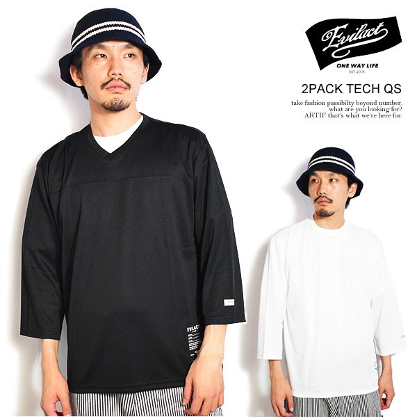 イーブルアクト Tシャツ EVILACT 2PACK TECH QS メンズ 7分袖 パックTシャツ 2枚セット フットボールTシャツ 送料無料 ストリート