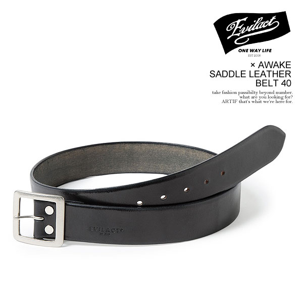 イーブルアクト ベルト EVILACT EVILACT &times; AWAKE SADDLE LEATHER BELT 40 メンズ レザーベルト サドルレザー 送料無料 ストリート｜CRESCENT LOTUS