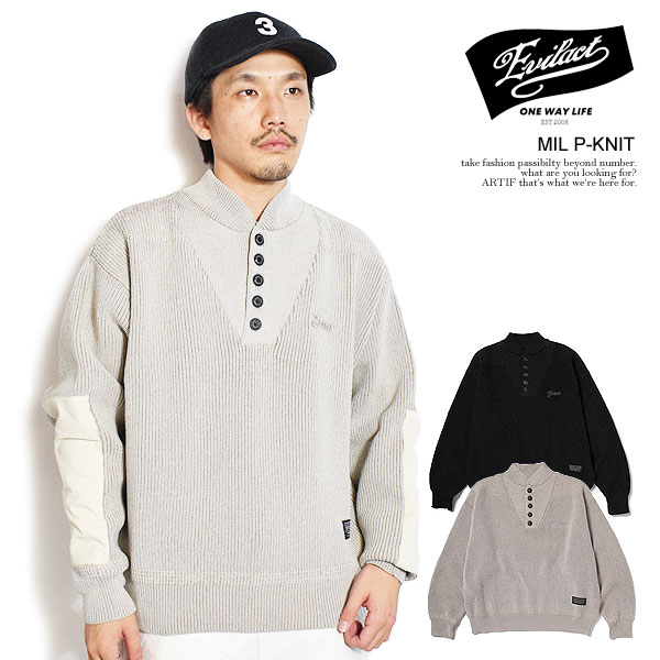 20％OFF SALE セール イーブルアクト ニット EVILACT MIL P-KNIT メンズ セーター ヘンリーネック バイカー 送料無料 ストリート