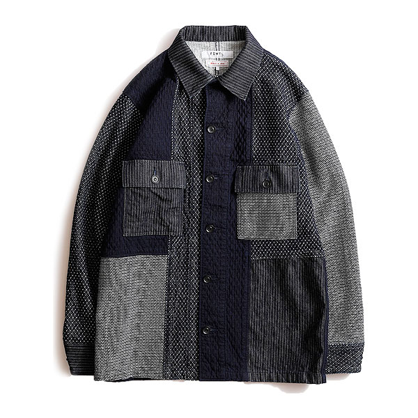 ファンダメンタル シャツ FDMTL BORO PATCHWORK SHIRT RINSE メンズ 長袖 パッチワーク メンズファッション 