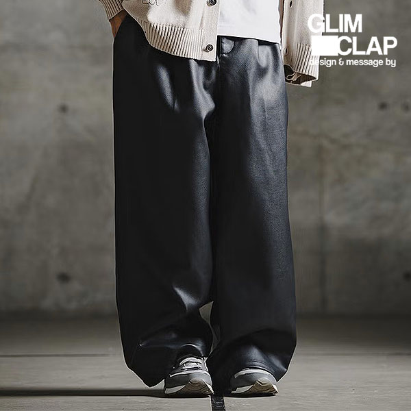 2026 秋冬 1st 先行予約 8月上旬～中旬入荷予定 グリムクラップ パンツ GLIMCLAP Synthetic Leather Baggy Trousers メンズ 送料無料 キャンセル不可｜CRESCENT LOTUS