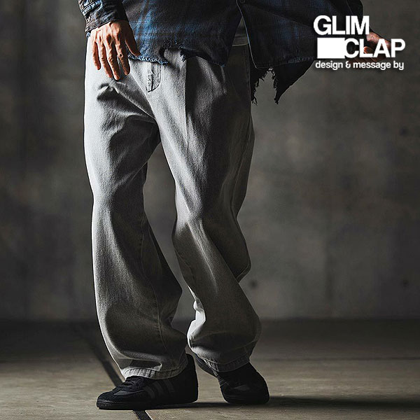 2025 秋冬 1st 先行予約 8月中旬～下旬入荷予定 グリムクラップ パンツ GLIMCLAP Denim wide-leg trousers -Distressed for a vintage look- メンズ 送料無料 キャンセル不可