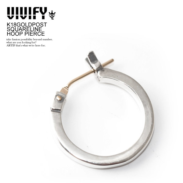 ビビファイ ピアス VIVIFY K18GOLDPOST SQUARELINE HOOP PIERCE｜CRESCENT LOTUS
