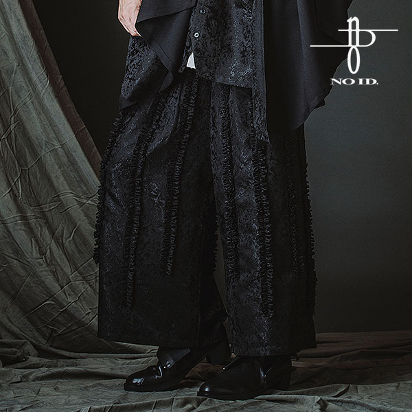 2026 春 先行予約 1月中旬入荷予定 ノーアイディー パンツ NO ID. BLACK フリルバギートラウザーズ メンズ 送料無料 キャンセル不可