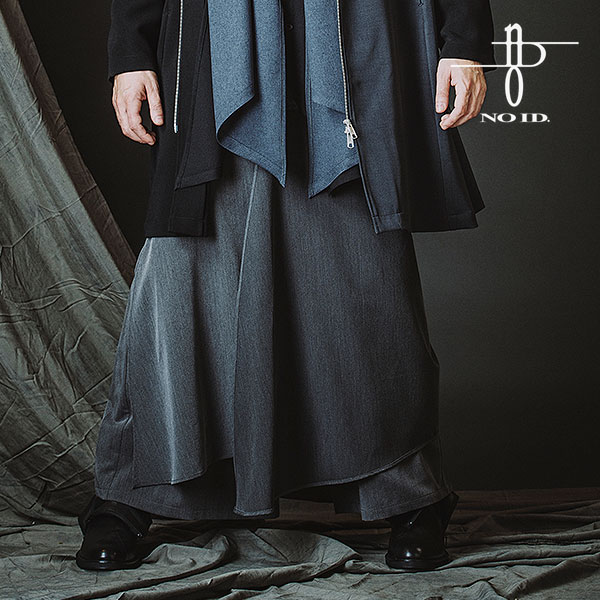 2026 春 先行予約 2月下旬入荷予定 ノーアイディー パンツ NO ID. BLACK レイヤードケープバギートラウザーズ メンズ 送料無料 キャンセル不可