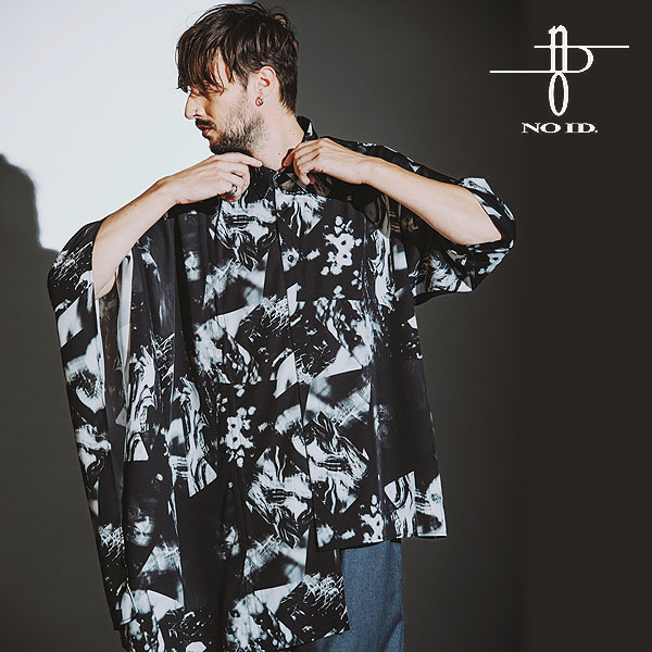 30％OFF SALE セール ノーアイディー ポンチョ NO ID. BLACK アシンメトリーポンチョSH メンズ シャツ アシンメトリー 送料無料