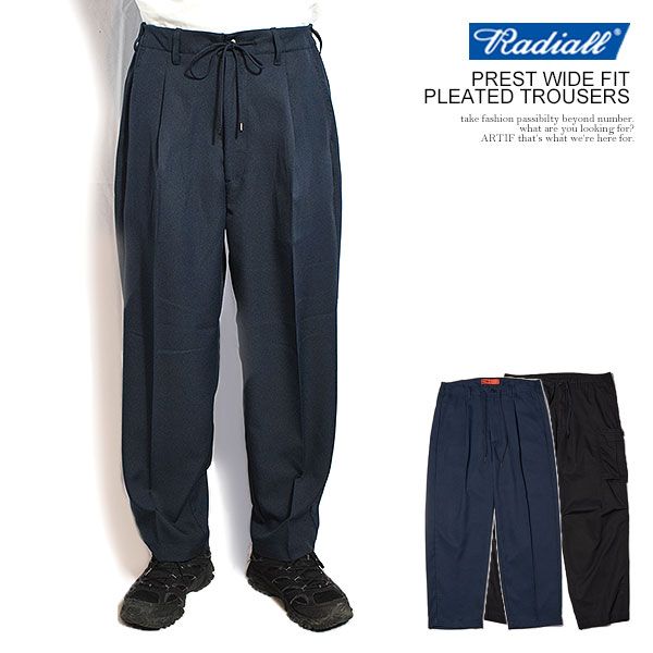 ラディアル パンツ RADIALL PREST - WIDE FIT PLEATED TROUSERS radiall メンズ スラックス イージーパンツ 送料無料 ストリート