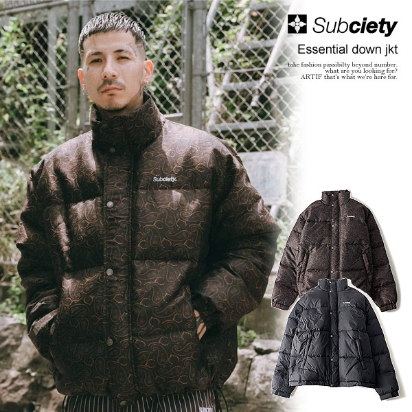 サブサエティ ジャケット SUBCIETY Essential down jkt subciety メンズ ダウンジャケット 中綿ジャケット ペイズリー柄 送料無料 ストリート