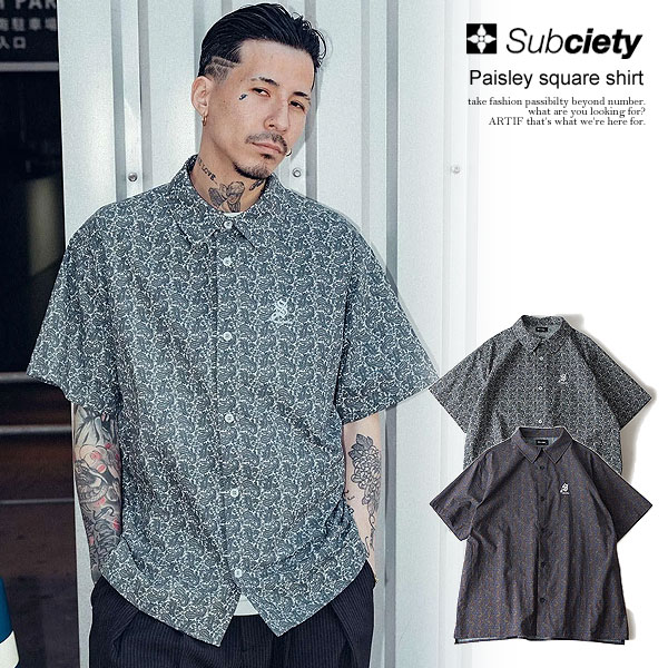 30％OFF SALE セール サブサエティ シャツ SUBCIETY Paisley square shirt subciety メンズ 半袖シャツ 総柄シャツ ペイズリー柄 送料無料 ストリート
