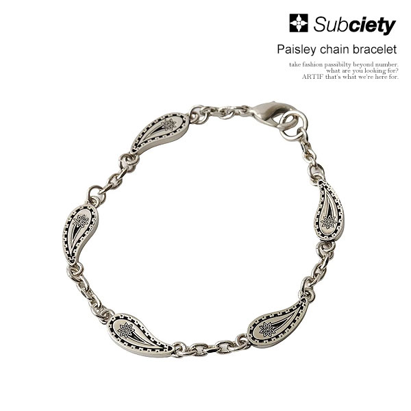 サブサエティ ブレスレット SUBCIETY Paisley chain bracelet subciety メンズ チェーンブレスレット ペイズリー ジュエリー 送料無料 ストリート