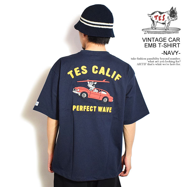 エンドレスサマー Tシャツ The Endless Summer TES VINTAGE CAR EMB T-SHIRT -NAVY- メンズ 半袖 TES ビッグシルエット 送料無料 ストリート
