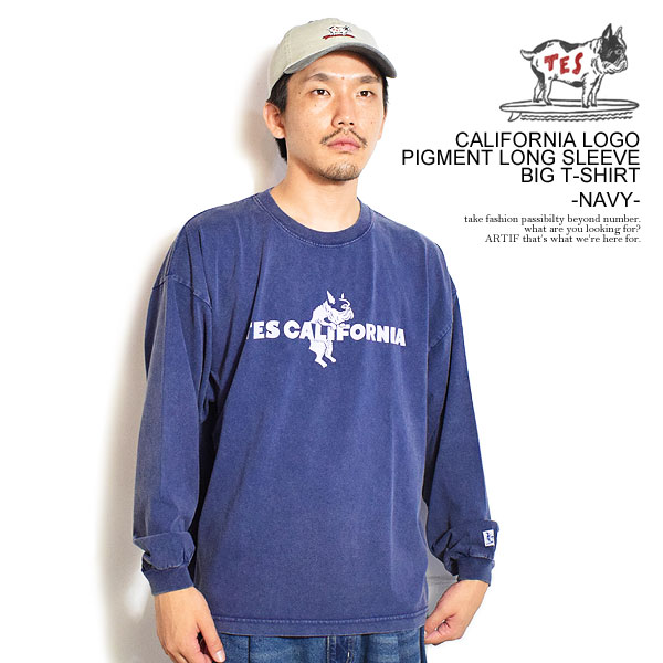 エンドレスサマー Tシャツ The Endless Summer TES CALIFORNIA LOGO PIGMENT LONG SLEEVE BIG T-SHIRT -NAVY- メンズ 長袖 ロンT TES ピグメント加工 送料無料 ストリート