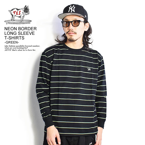 The Endless Summer エンドレスサマー 長袖 Tシャツ テス ロンＴ tシャツ TES NEON BORDER LONG SLEEVE T SHIRTS GREEN メンズ おしゃれ｜CRESCENT LOTUS